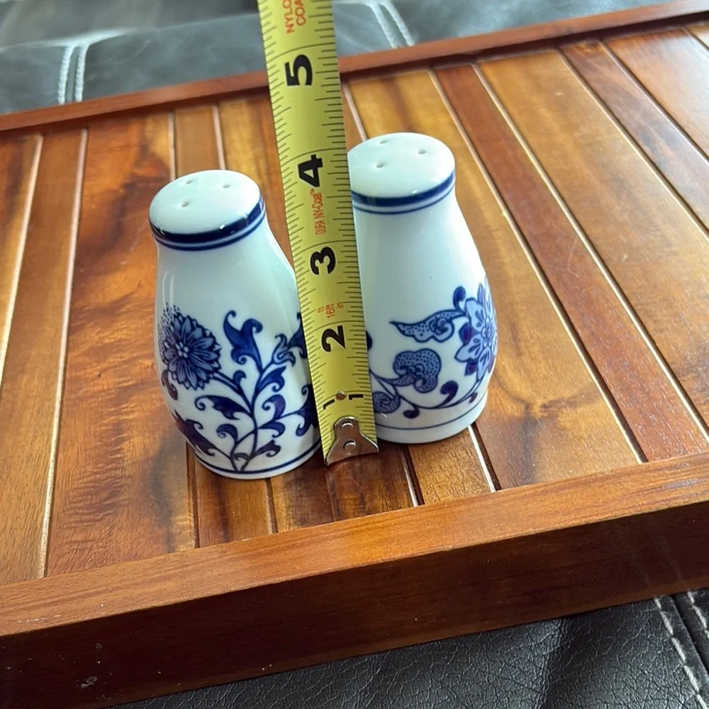 Pier 1 Mandarin Blue and White Porcelain Salt and Pepper Shakers
